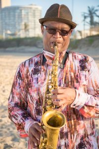 Saxophonist Ernest Dawkins of the United States.