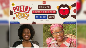 Ms Siphokazi Jonas and Dr Stella Nyanzi who headlined the opening of the Poetry Africa Festival.