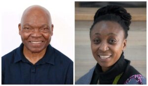 Time of the Writer featured writer Mr Mandla Langa (left) and Dr Nokuthula Mazibuko Msimang (University of Pretoria).